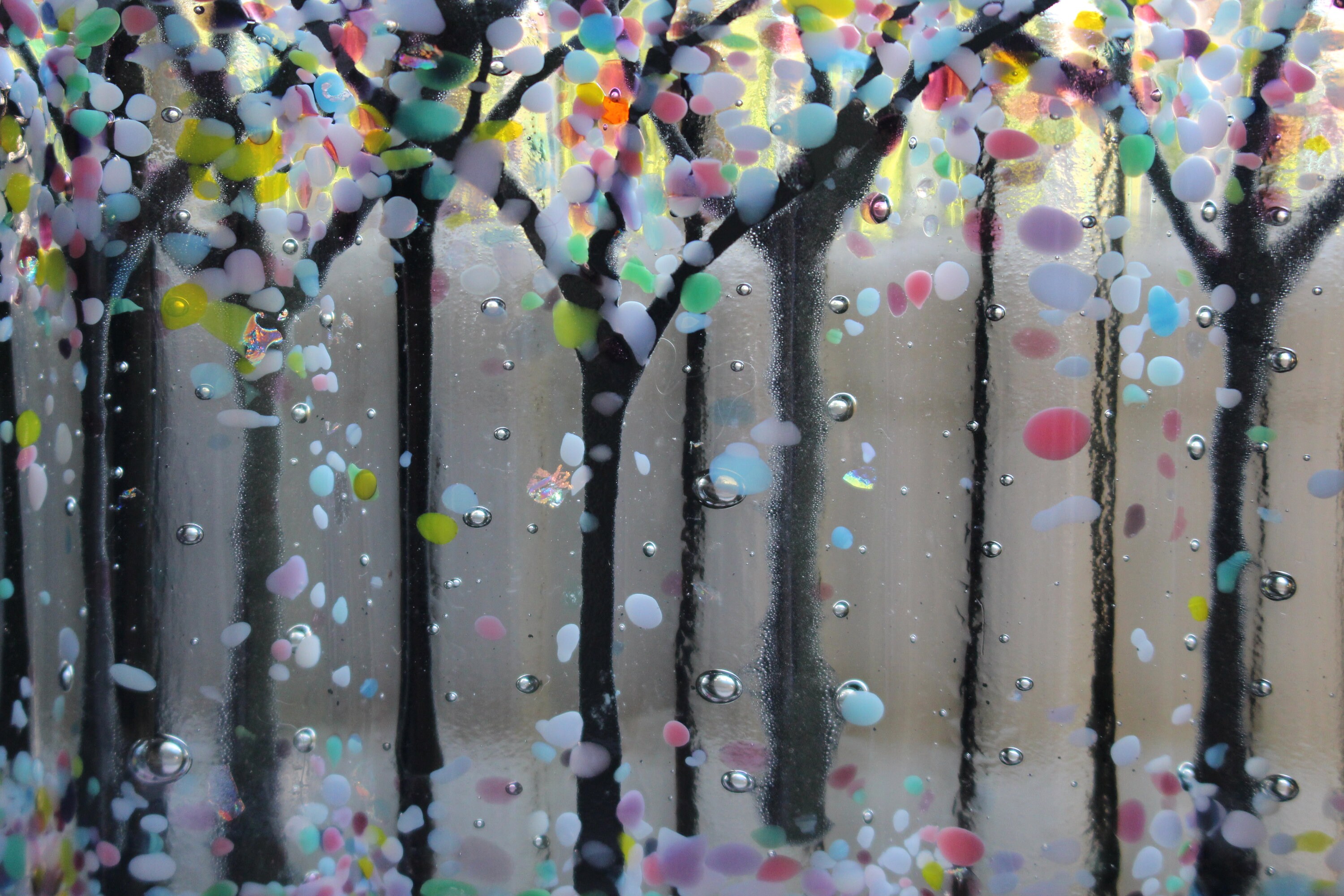 Stylish 'oregon Grey' Ribbed Fused Glass Woodland Etsy