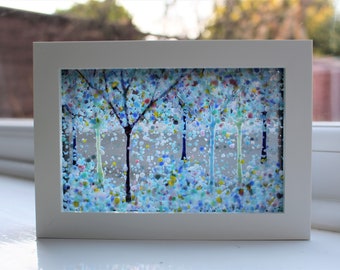 Fused Glass Woodland Tree Picture ‘True Love Ways’, Gift, Present, Birthday, Anniversary, House Warming, Valentines, Gift for Her