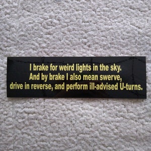 UFO aliens original bumper sticker