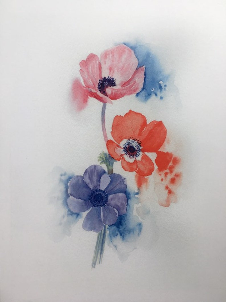 Art Collectibles Artist Trading Cards Greeting Card Pack Of 4 A5 Size Greetings Cards Weeping Anemones Original Fine Art Painting Has Been Printed On Greeting Card
