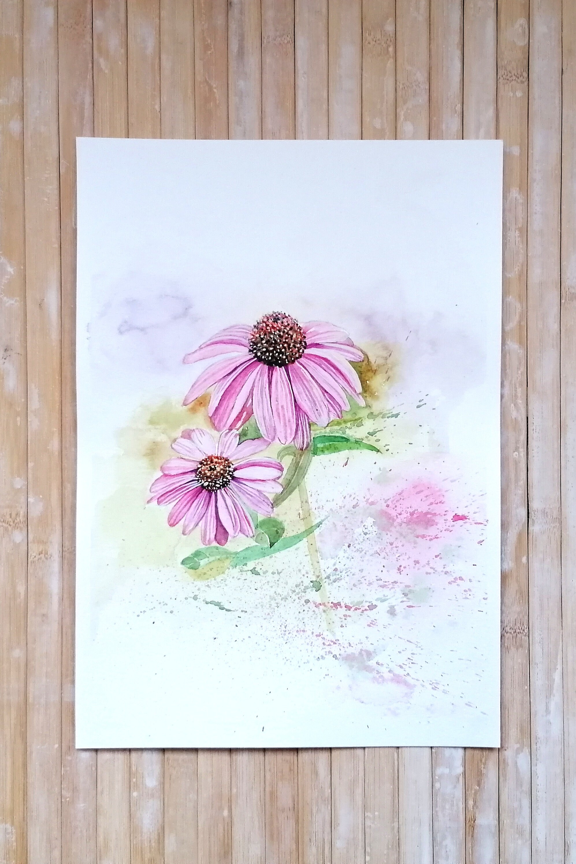 Cone Flower Watercolour Original Painting by photo