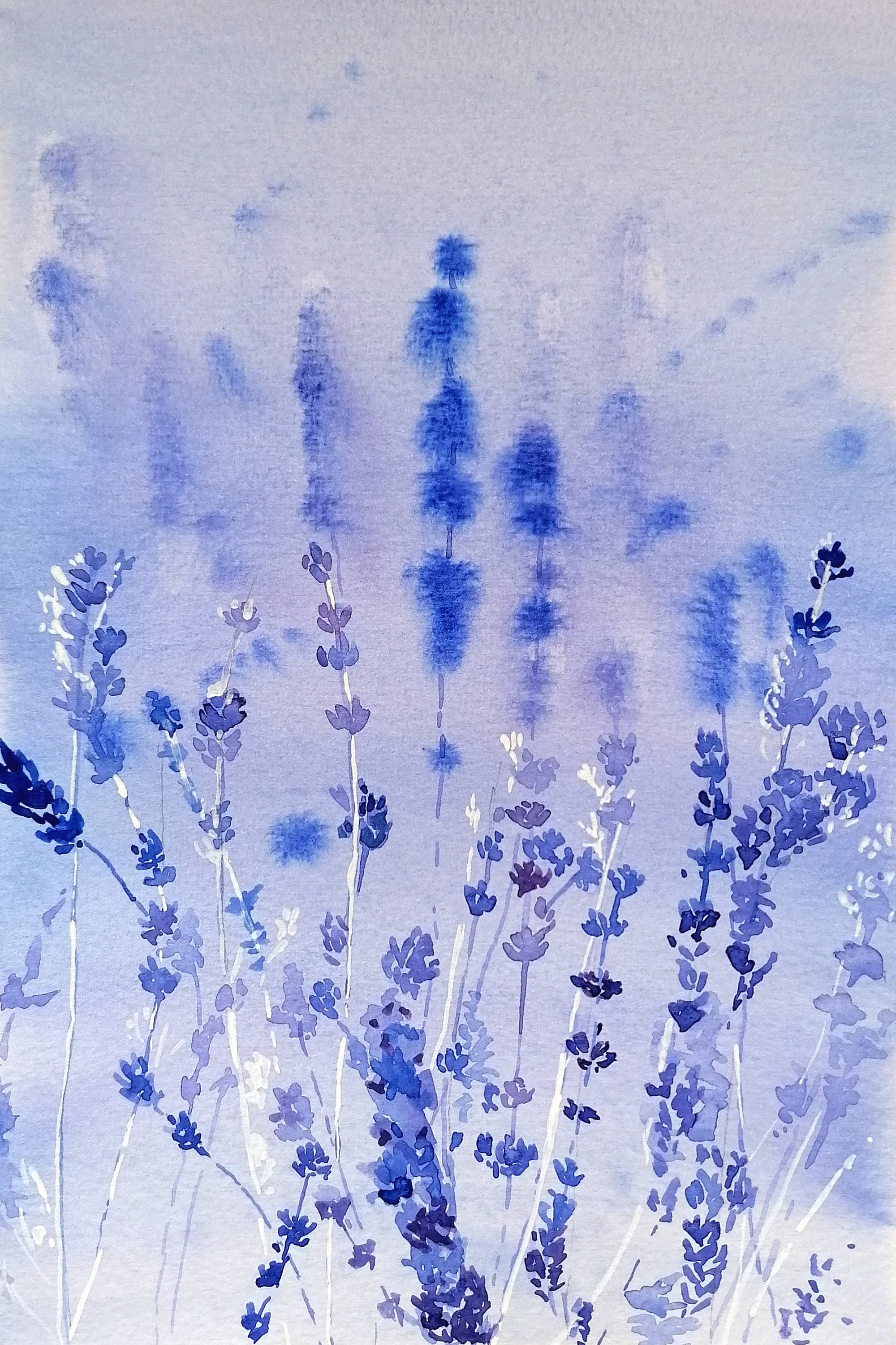 LAVENDER SUMMER SCENTS, Flower Watercolour Original Painting by Geetapatelfineart. Fine Art Gift ideas for her and him. Floral home Decor.