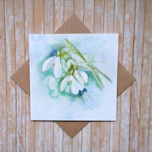 HOUDT VAN SNEEUWKLOKJES, Bloemwenskaart FSC-gecertificeerd. Een fijne kunstkaart van Geetapatelfineart. Bloemen Kerstkaart. Eco-vriendelijke kaart.