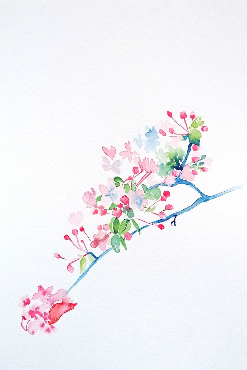 Crab Apple Blossoms Watercolor Painting: Nursery Wall Art - Etsy