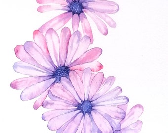 DAISY CHAIN, Flower Giclee Print FSC Certified, Floral Watercolour Print by Geetapatelfineart. Botanical Wall Art.