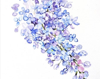 Lilac Flower Watercolor Painting: Botanical Floral Wall Art