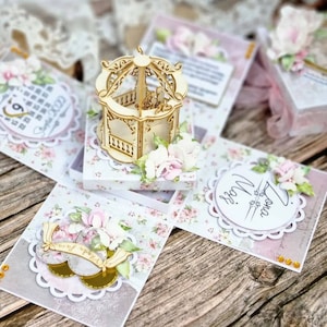 Hochzeitsgeschenk, handgemachte Hochzeitskarte - herzlichen Glückwunsch zur Hochzeit - 3D Luxuskarte - Hochzeit Explosionsbox - Jubiläumskarte wow