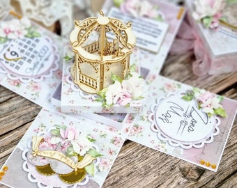 Handgemaakte bruiloft exploderende dooskaart, 3D-luxe cadeau