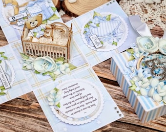 Handmade Exploding Box Baby Card, New Baby Gift