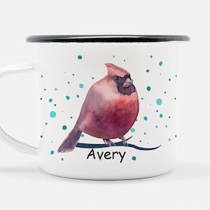 Watercolor Cardinal Enameled Camp Mug