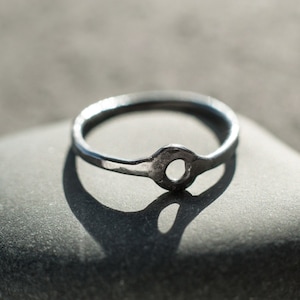 circular oxidized silver ring, handmade oxidized silver ring, rustic silver ring, fused silver ring, hand-hammered ring, black silver ring