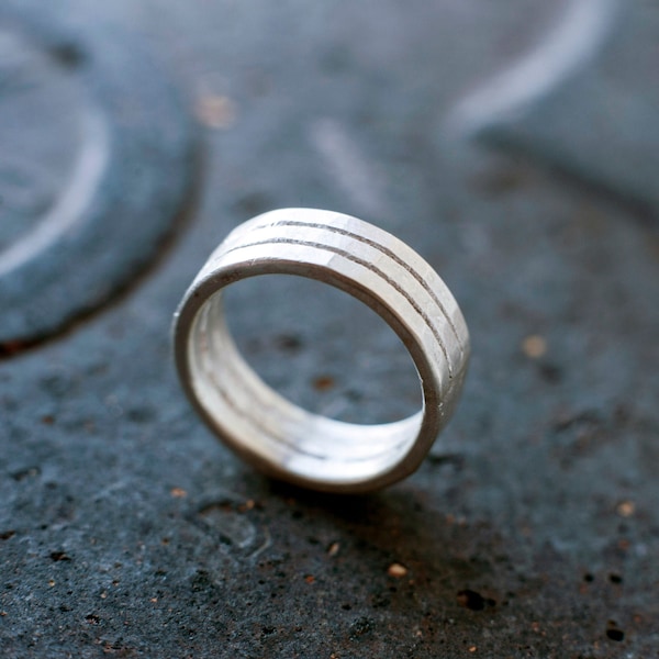 Solid silver ring, handmade sterling silver ring, unique silver ring, artisticly shaped silver ring, raw silver ring, gift for him, rustic