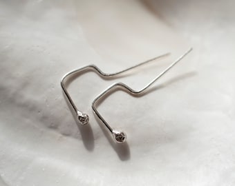 Handmade Sterling Silver Drop Earrings: Hammered Minimalist Design