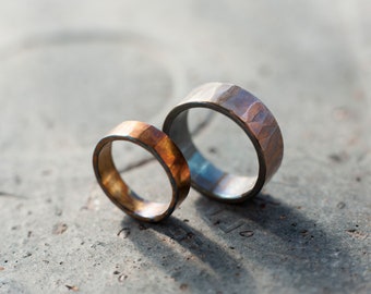 Strongly oxidised, sterling silver wedding bands, unique wedding bands, strong colour wedding bands, customised wedding bands,handmade rings