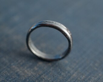 Fused Silver Ring: Asymmetrical Oxidized Rustic Band