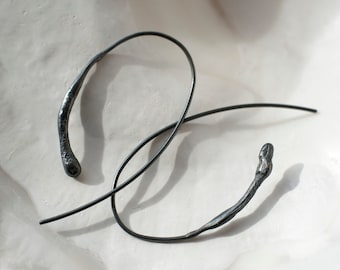 Oxidized Sterling Silver Drop Earrings: Handmade Rustic Jewelry