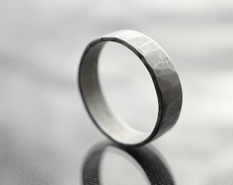 Hammered Sterling Silver Ring: Rustic Unisex Band