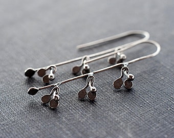 Handmade Kinetic Sterling Silver Earrings: Botanical Dangle Jewelry