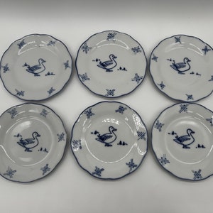 Vintage C. Steele Collection Bia Cordon Bleu Duck Print Salad Plates, set of 6