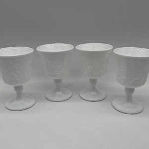 Vintage Indiana Glass Harvest Grape Milk Glass Goblets
