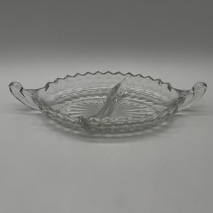VINTAGE Fostoria American divided dish with handles