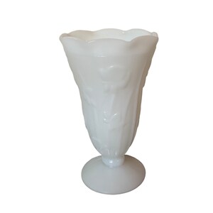 Vintage 9” Jeanette Iris Milk Glass Vase