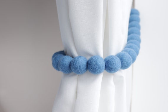 Blue Curtain Tie Backs Curtain Holdbacks Nursery Curtain Etsy