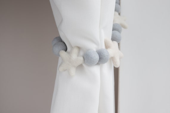 Grey Star Curtain Tie Back Nursery Curtain Tie Backs Kids Etsy