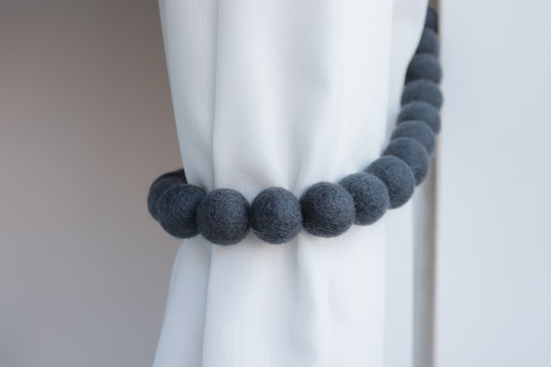 Dark Grey Curtain Tie Backs Curtain Holdbacks Nursery Etsy