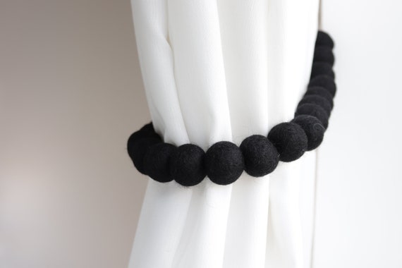 Black Curtain Tie Backs Curtain Holdbacks Nursery Curtain Etsy