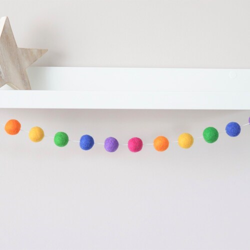 Pom Pom Garland Boys Room Decor Felt Ball Garland Nursery Etsy