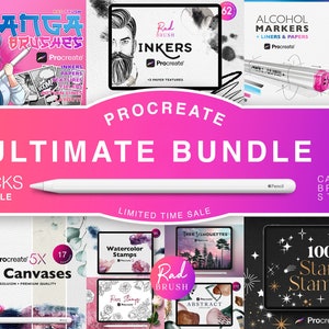 700+ Procreate Brushes & Stamps Bundle vol 2 - Procreate Brushes, Stamps and Canvases