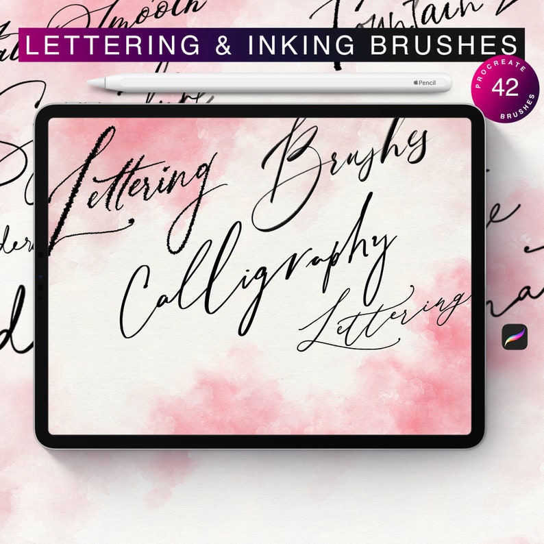 Procreate Lettering Brushes Calligraphy Brush Procreate Hand Etsy