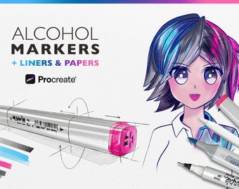 Procreate Alcohol Markers: Copic Style Brushes + Canvas Papers