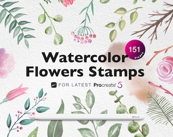 Procreate Watercolor Flower Stamps: 151 Floral & Foliage Brushes