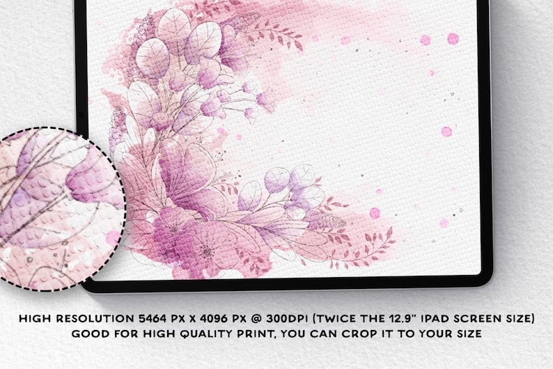 May include: A digital illustration of watercolor flowers in shades of pink and purple. The flowers are arranged in a corner of the image, with a white background.