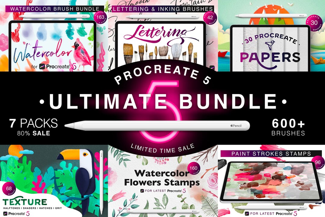 600+ Procreate Brushes & Stamps Bundle - Etsy