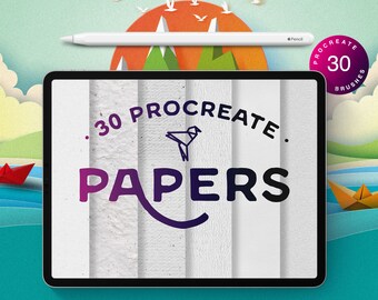 Procreate Paper Brushes: 30 Watercolor Canvas Texture Stamps