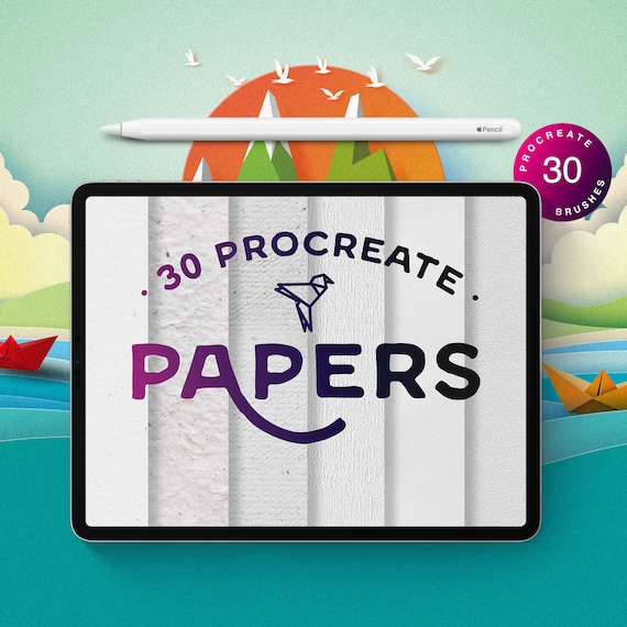Procreate Paper Brushes: 30 Watercolor Canvas Texture Stamps