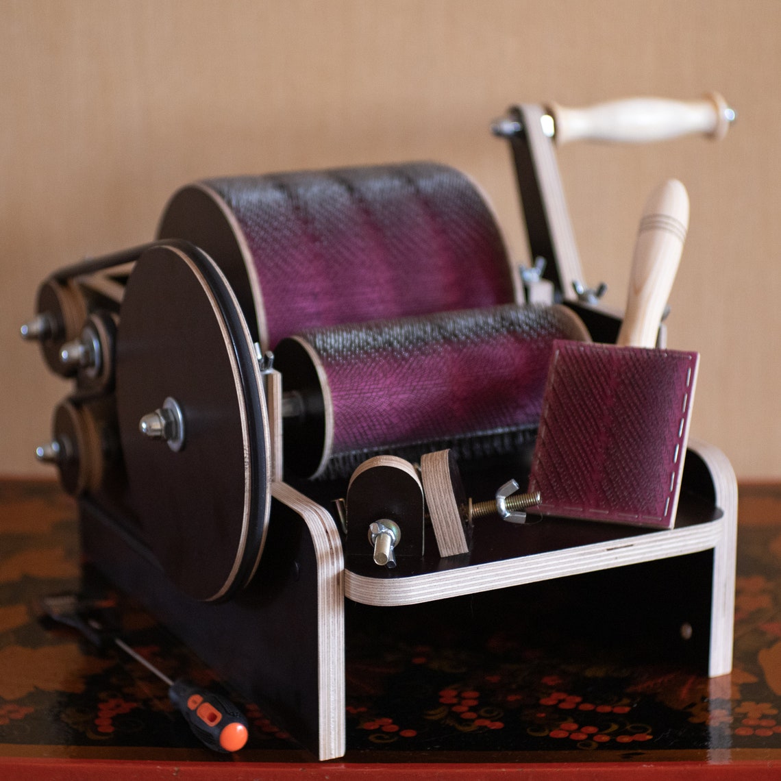 Compact Beautiful Drum Carder Handmade Etsy