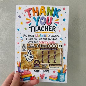Teacher Appreciation Scratch Card Printable | Thank You Teacher Gift | End of Year Teacher Card | DIY Scratch Reward Card | digital design