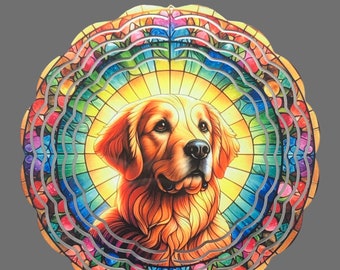 Golden Retriever Wind Spinner- 8 Inch Double Sided Metal Great for Yard Art Gardens Landscaping Outdoors Birthday Day Perfect Gift Idea