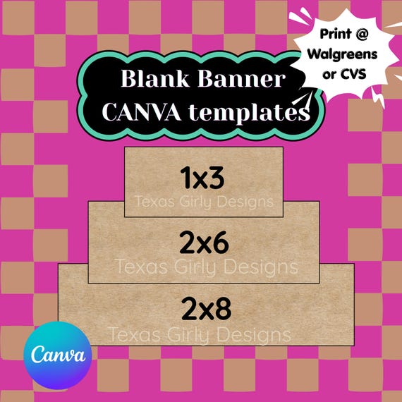 Editable Canva Banner Templates | Printable Banner Templates on Brown Paper | 3 Standard Sizes Included (1x3, 2x6, 2x8)
