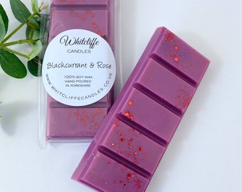 Blackcurrant & Rose Wax Melts, Fruity,Floral,dark currants,Snap Bar,hearts,strong,Soy Wax,Eco friendly,highly fragranced,New Home Gift,vegan