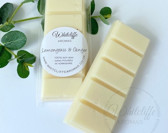 Lemongrass & Ginger Wax Melts,Highly fragranced, Snap Bar, hearts, clamshell, Soy Wax, Eco friendly, New Home Gift, vegan, handpoured
