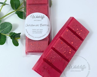 Christmas Berries wax melts, highly fragranced soy wax, winter,christmas,strong,handpoured,Snap Bar,hearts,Eco friendly,New Home Gift,vegan,