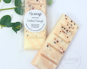 Cookie Dough Wax Melts, Snap Bars, hearts, Clamshells, Highly fragranced Soy Wax melt