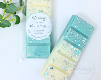 Winter Nights Wax Melts, Highly fragrance soy Wax, Snap Bars, hearts, Eco friendly, vegan, Christmas, rose, amber, musk, home fragrance