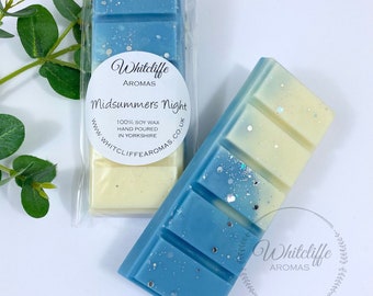 Midsummer Night Wax Melts, Summer, lime, lavender, asmine ,spruce, violet, Snap Bar, Soy Wax, Eco friendly, highly fragranced, New Home Gift
