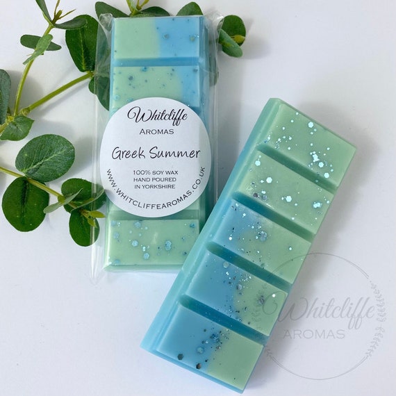 Greek Summer Wax Melts,Highly Fragranced Soy Wax,Snap Bar,hearts,Eco friendly,vegan,cyclamen,lily ofthe valley,fig,cedar,amber,vetiver,tonka